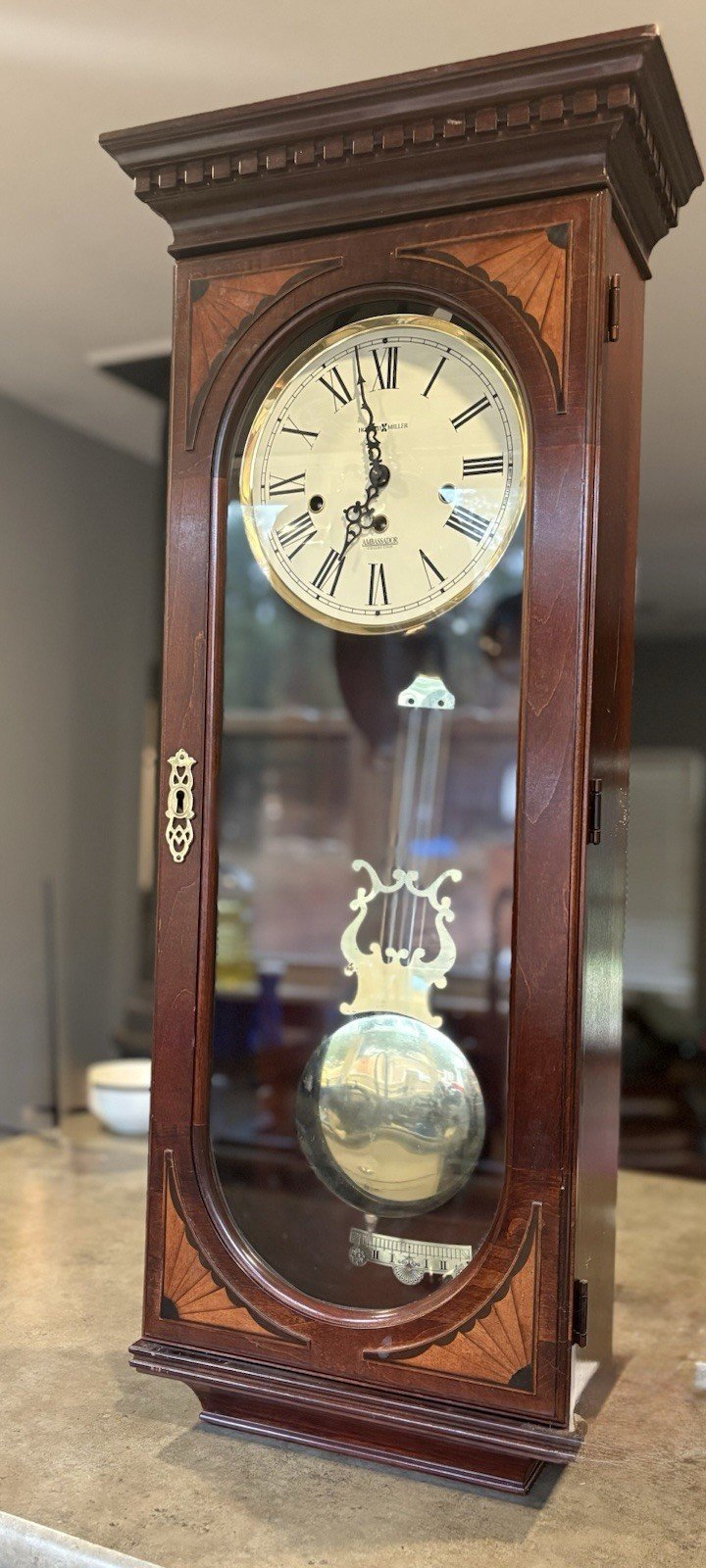 Howard Miller Au Sable Wall Clock Model 613-637 Windsor Cherry