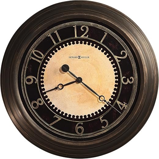 Howard Miller Chadwick Wall Clock – Antique Brass Finish, Vintage-Inspired Round Design, Battery Operated Quartz Movement, Elegant Decorative Piece for Living Room, Dining Room, or Office Decor