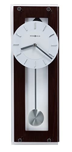 Howard Miller Emmett Wall Clock II, Espresso Finish - Silver Finished Pendulum, Wenge Style Chrome Accents, Quartz Movement Soft Ticking Wall Clock for Bedroom, Modern Grandfather Clock
