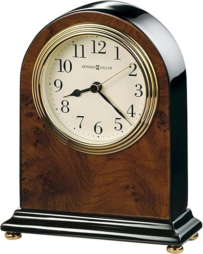 Howard Miller Soda Springs Tabletop Clock II, Cream Analog Display Golden Bazel Clocks Wooden Finish | Quartz Movement & Wooden Base Perfect for Home Decor Living Room & Office.