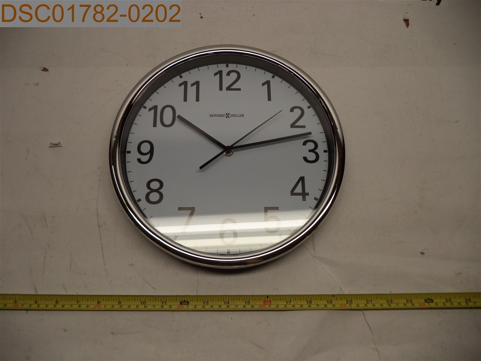 Howard Miller Wall Clock, 12" Dia, Silver Case, 625-561, 020867255610