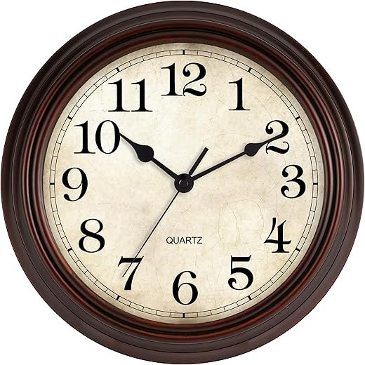 HYLANDA Wall Clock, 12 Inch Silent Non Ticking Battery Operated Clocks, Decorative for Living Room, Bedrooms, Kitchen (Bronze)