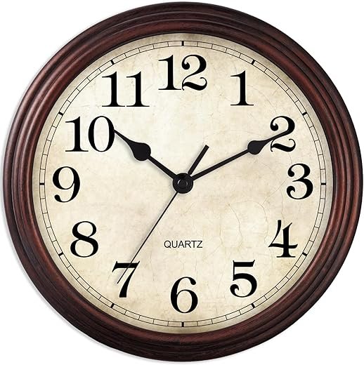 HYLANDA Wall Clock, 9 Inch Silent Non Ticking Classic Battery Operated Clocks, Decorative for Living Room, Bedrooms, Bathroom, Kitchen Office (Bronze)