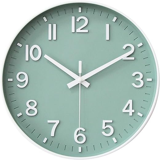 HZDHCLH Wall Clocks Battery Operated,Wall Clock Green,8 inch Wall Clock Silent Non Ticking Modern 3D Numbers for Kitchen Bedroom Living Room Office Classroom Decor