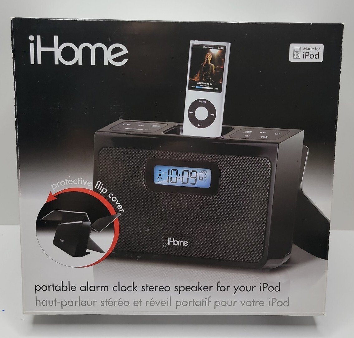 iHome Portable Alarm Clock Stereo Speaker IH24 IH24BB.