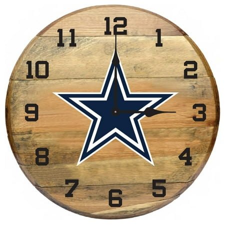 Imperial Dallas Cowboys Oak Barrel Clock