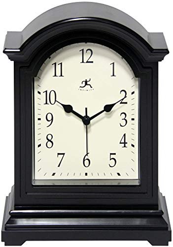Infinity Instruments Miniature Grandfather Clock for Mantle, Vintage Tabletop Clock with Antique Design, 9"x6", Black