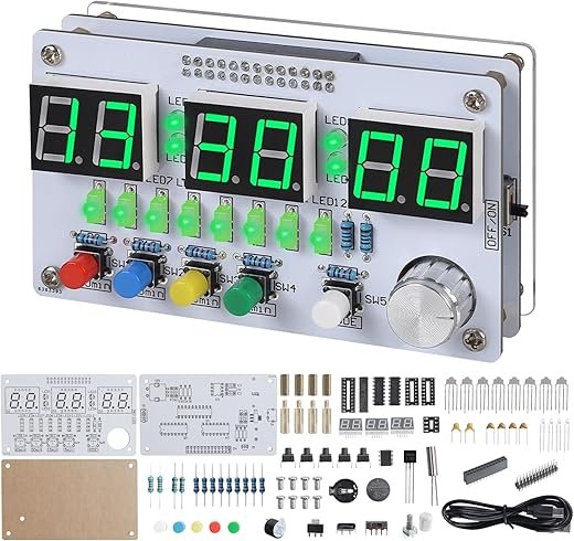IS Clock Soldering Kit, 6-Bits Digital Clock Solder Practice Kit DIY Countdow/up 24-Hour Alarm Clock Soldering Projects with Colorful Lights for Student School Education and Adult Home Office Use