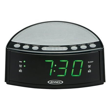 Jensen JCR-160 Digital AM/FM Battery Powered Dual Alarm Clock Radio with AUX Input, Black