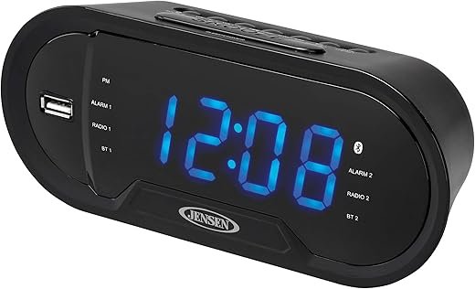 Jensen JCR-298 JCR-298 AM/FM Dual-Alarm Digital Clock Radio with Bluetooth