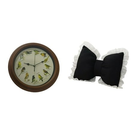 jicheng Elegant Birdsong Wall Clock with Cute Bow Cushion Modern Home Decor for Dining Room Office Chair Bedside Study Room Farmhouse Weddings