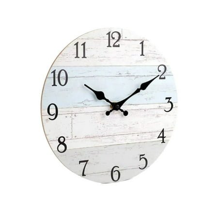 Jierger Clearance Silent Battery Operated Rustic Wall Clock - 10 Inch Farmhouse Decor for Kitchen/Living Room/Bathroom (No Tick Wooden Display)