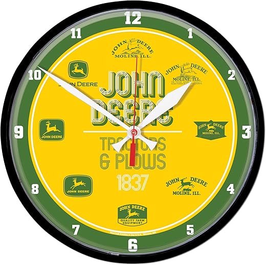 John Deere Clock Round Logo Vintage