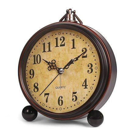 Kabuer Retro Alarm Clock, Super Silent Non-Ticking Small Clock for Living Room, Bedroom, and Desk