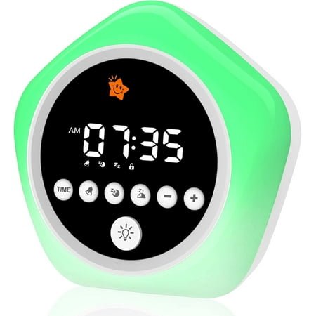 Kids Alarm Clock, Ok to Wake Clock for Kids, Toddler Sleep Training Alarm Clock with Red Green Light, Teaches Time Management & Bedtime Routine, Perfect Clock Gift for Kids