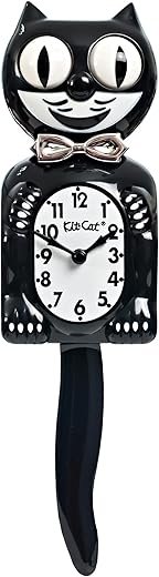 Kit-Cat Tuxedo Clock, Limited Edition Anniversary, Black with Chrome Bow Tie, Classic Moving Eyes and Tail
