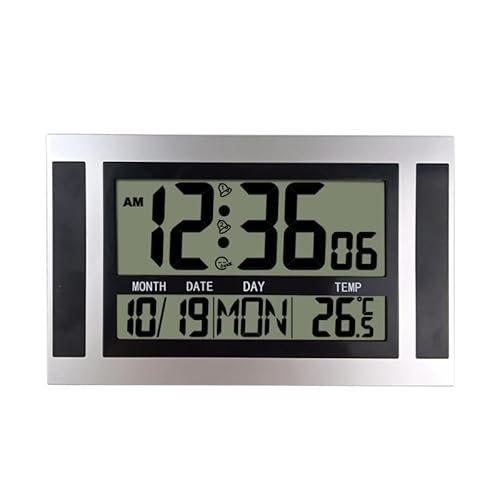 KIUBARCI Alarm Clock 12/24 Hour Battery Operated Self-Setting Wall/Desk Mount Calendar Digital Clock for Bedroom Bedside (Type C)