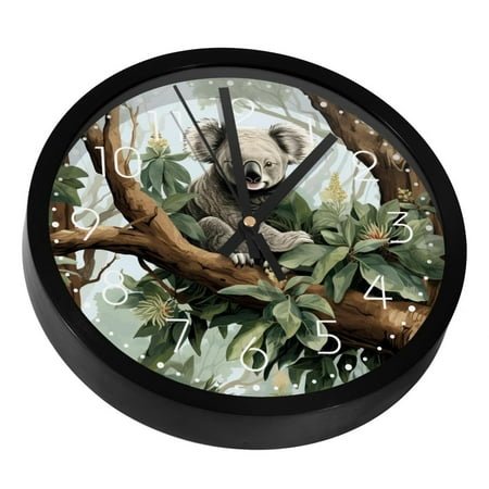 Koala Baby on Tree Silent Wall Clock, Non Ticking Battery Operated 9.8 Inch Wall Clocks for Bedroom Kitchen Home Office School Art Decor
