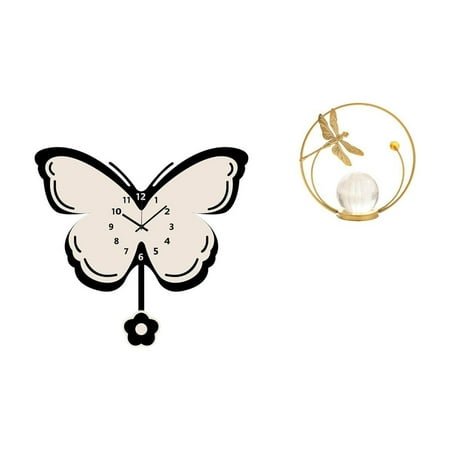 Kuntesetty Butterfly Acrylic Wall Clock Sculpture Metal Figurine Decorative Non Ticking Ornament for Office Dining Room Bedroom Living Room