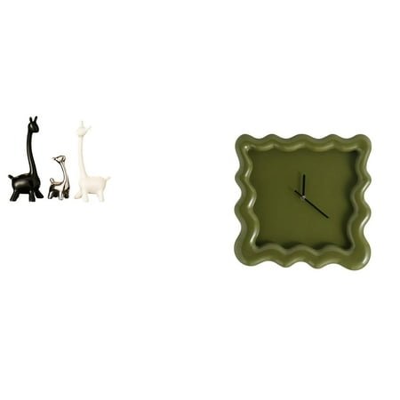 Kuntesetty Elk Deer Statue Ceramic Giraffe Statue Wall Clock Square Wall Clock Modern Ceramic Animal Ornament with Silent Mechanism Suitable for Living Room
