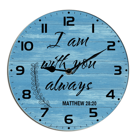 Kurmntregon Christian Wall Clock I Am Will Your Always Bible Verse Jesus Religious Inspirational Quote God Scripture Wooden Silent Non Ticking For Bedroom Living Room Round 10
