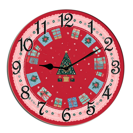 Kurmntregon Christmas Trees Present Wall Clock Xmas Snowflake Wooden Kitchen Clock For Living Room, Battery Operated Easy To Read Bedroom, Bathroom And Kitchen Housewarming Seasonal Round 10