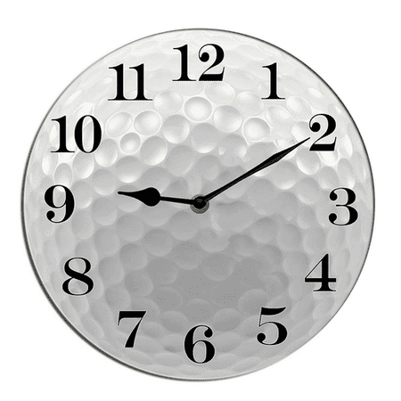 Kurmntregon Golf Wall Clock Sport Ball Wall Clock Wooden Clock Wall Decor Battery Operated Clocks Wall Clock Non Ticking Quartz Analog Bathroom Clock Round 10inch