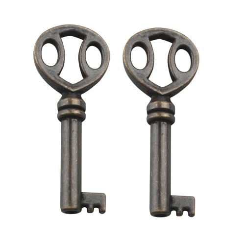 KY-15 Hollow Barrel Antique Skeleton Key for Cabinet, Grandfather Clock Doors, Dresser Drawers. Antique Skeleton Keys for Furniture (2 pcs)