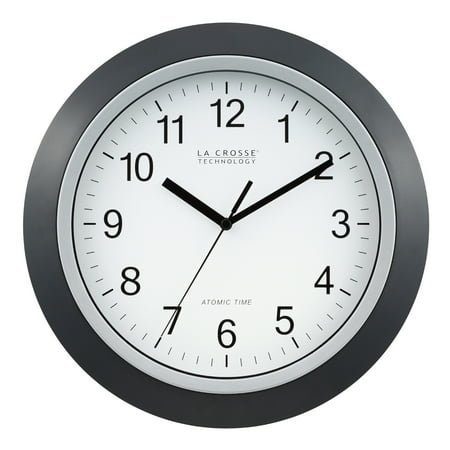 La Crosse Technology 12 Inch Atomic Analog Wall Clock -Black, WT-3129B