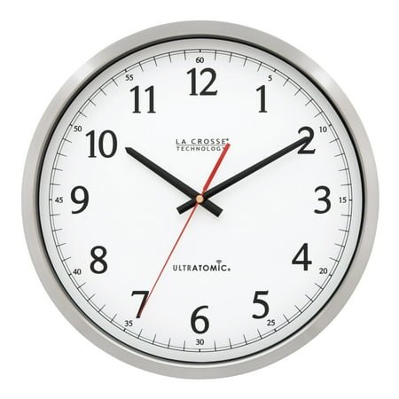 La Crosse Technology 404-1235UA-SS 14 inch UltrAtomic Analog Stainless Steel Wall Clock