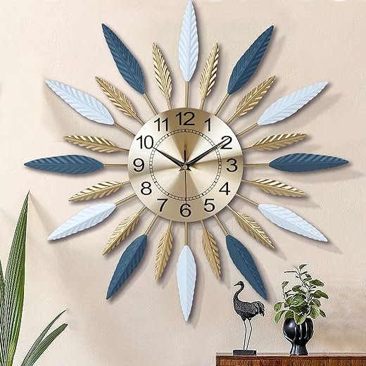Lafocuse 23 Inch Silent Large Wall Clock for Living Room Décor, Decorative Mid Century Wall Clock, Sunburst Starburst Wall Clocks Battery Operated, Modern Art Deco