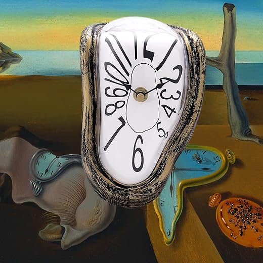 Lafocuse Melting Clock for Shelf, Salvador Dali Clock Silent Non-Ticking Battery Operated Office Home Décor