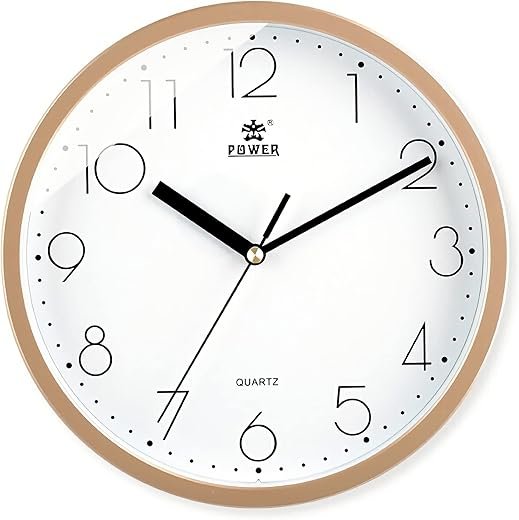 LAIGOO 10 Inch Modern Wall Clock Decorative Non-Ticking - Silent Quartz Movement Battery Operated Analog Clock Round for Bedroom, Home, School, Office(Gold)