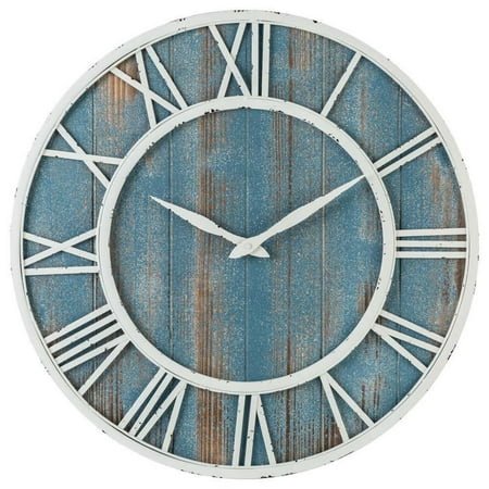 Large 16 Rustic Farmhouse Wall Clock, Silent Non-Ticking Solid Wood & Iron, Perfect for Living Room Decor