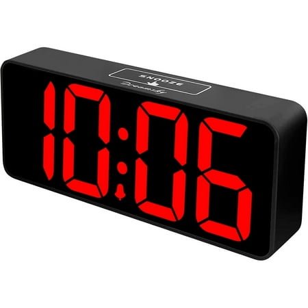 Large Digital Alarm Clock Big Numbers for Seniors & Visually Impaired, 9 Inches Electric Clocks,Black Case + Red Digit