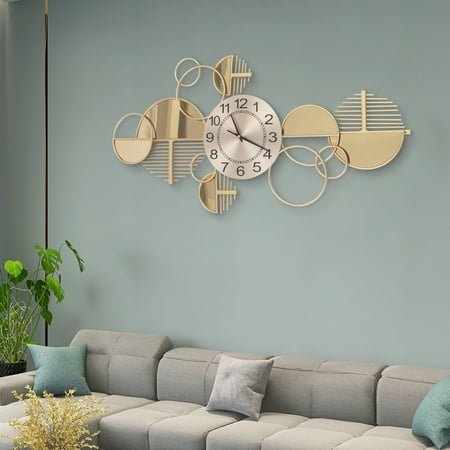 Large Luxury Nordic Style Gold Wall Clock Metal Clocks Home Living Room Decor for Studies, Offices, Bedrooms, Living Rooms, Bar