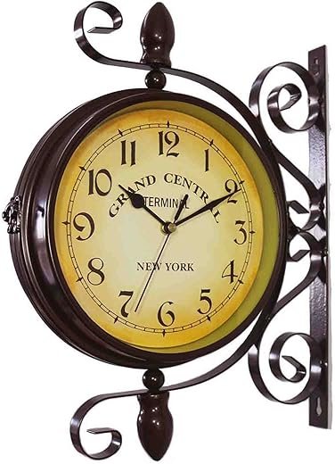 Best Iron Vintage Inspired Round Double Sided Wall Clocks