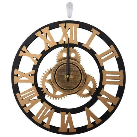 Large Wooden Wall Clock Vintage Gear Us Style Living Room Modern Design Decoration For Home Clocks 30Cm