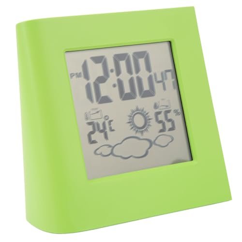 Leapiture Solar Alarm Clock Solar Powered Alarm Clock Eco Friendly Alarm Clock Solar Desk Clock Solar Charging Clock for Weather Forcast Clock Solar Powered LCD Display Clock (Green)