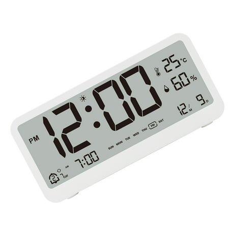 LED Digital Wall Clock With Temperature Humidity Display, Dual Alarms, Snooze, Large Clear Numbers, Senior Friendly With Night Lighting Mode