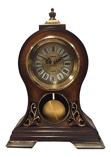 LE'RAZE Elegant Decorative Grandfather Clock, Hand Painted Wood Modern Mantel with Swinging Pendulum Shelf, Tabletop, Desk, Buffet, - Color Mahogany -
