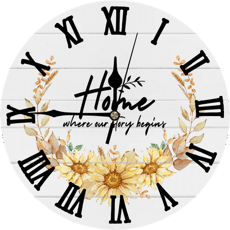 LERJIMUX 10 Inch Decorative Wall Clock Roman Numerals Wall Clocks Battery Operated Silent Wall Clocks Wooden Round Sunflower Hanging Clock for Kitchen,Dining Room,Office and Living Room