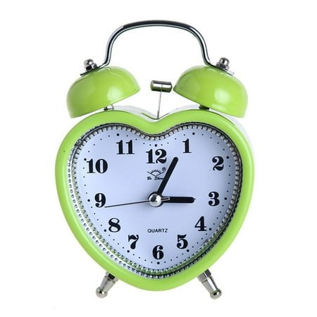 LIANXUE Heart Shape Bell Alarm Clock No Ticking Silent Night Light for Time Clocks for Kids Girls Bedroom Snooze Wake Up Clocks Gift Supplies