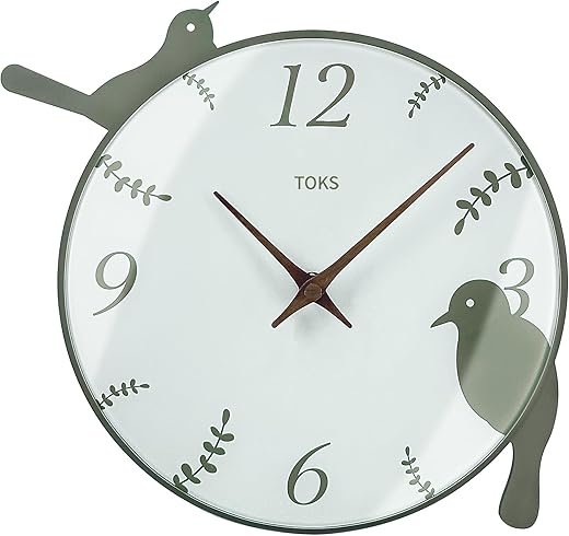 Lily's Home Wall Clock with Bird Design, Whisper-Quiet, Modern 13.7 Inch Battery Operated Wall Clocks, Analog Clocks for Living Room, Bedroom, Kitchen, Office