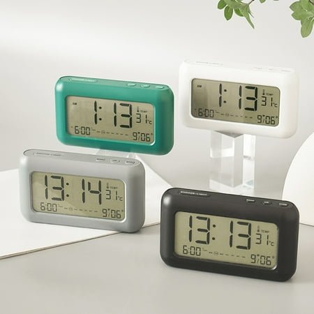 Limited Time,170° Wide Angle LCD Screen Clock,3 Alarm Groups,Day-Date-Temp,Night Light,Rechargeable,Office-Travel,Digital Alarm Clock User Friendly|Plastic,Black