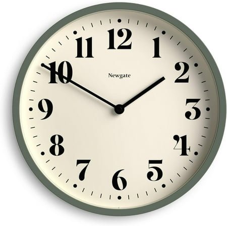 Living Room or Office - ® Number Four Theatre Wall Clock | Modern Round | 12 inch | Asparagus Green | Decorative Numbers | Ideal for Kitchen