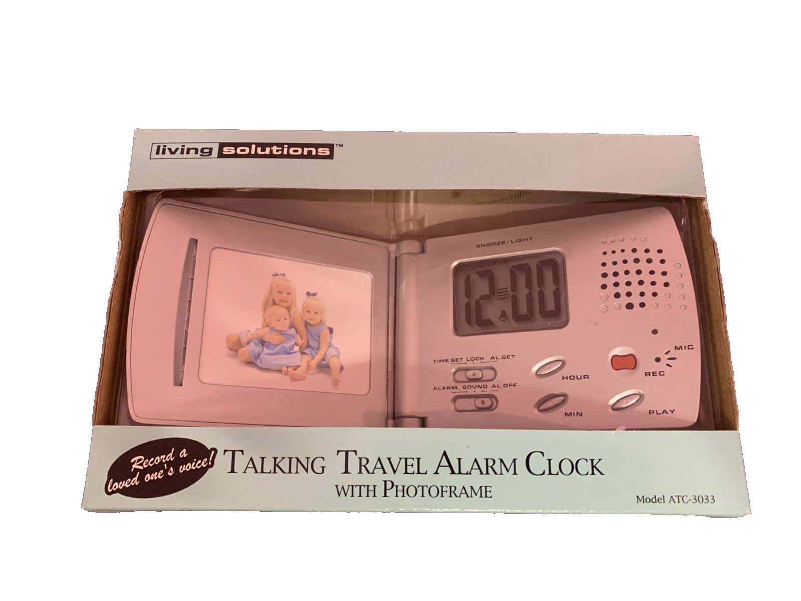 Living Solution Talking Travel Alarm Clock With Photo frame