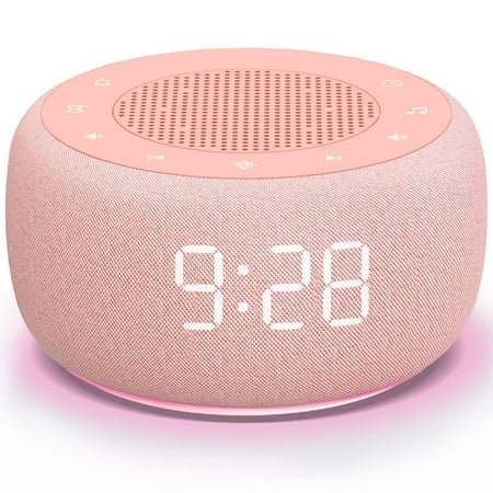 LIZZ Sound Machine & Alarm Clock 2-in-1, 18 Soothing Sound, 7 Night Light, Sleep Timer, Precise 30-Level Volume Control White Noise Machine