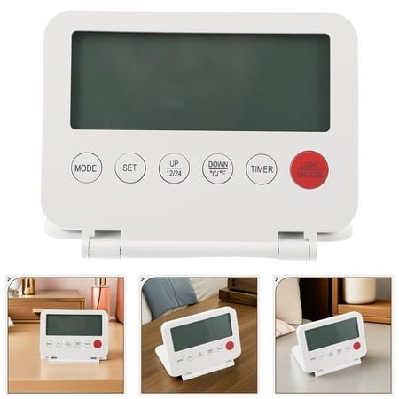 LOLIPPYY Digital Flip Down Alarm Clock in White with Temperature Display and Silent Movement