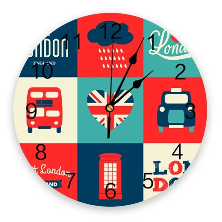 London England Wall Clocks Brief Design Silent Home Cafe Office Wall Decor Clocks for Kitchen Wall Art Large Wall Clocks 25cm(12 Inch)